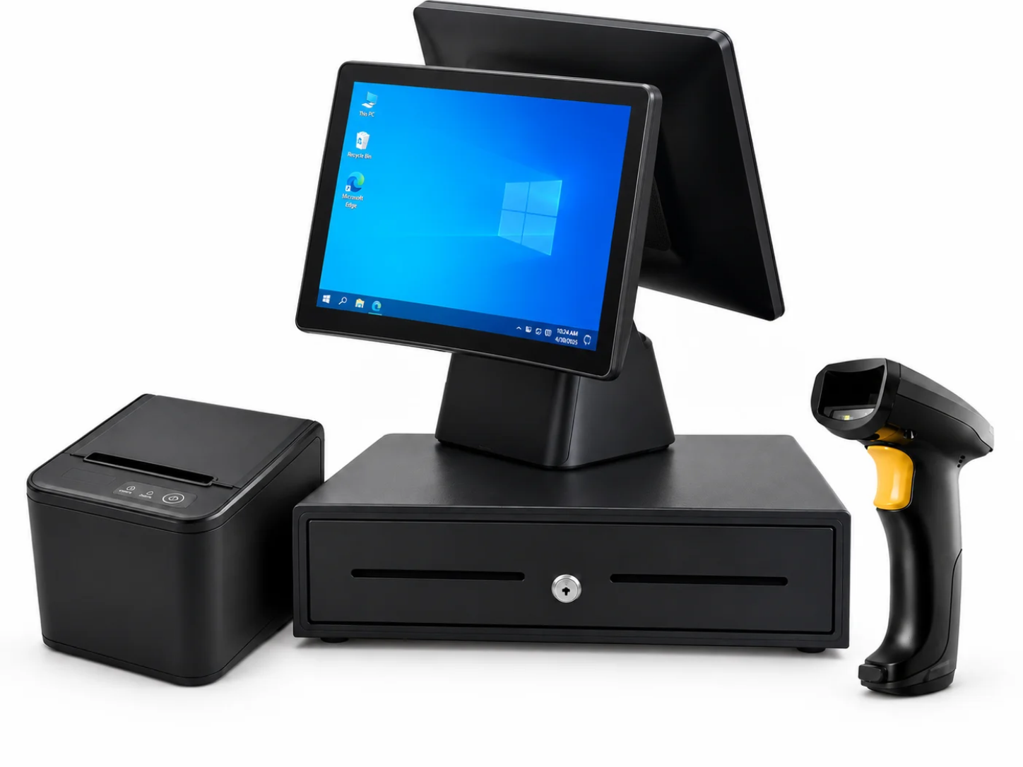 Complete Double Screen POS Machine With Printer, Scanner, Cash drawer And Software