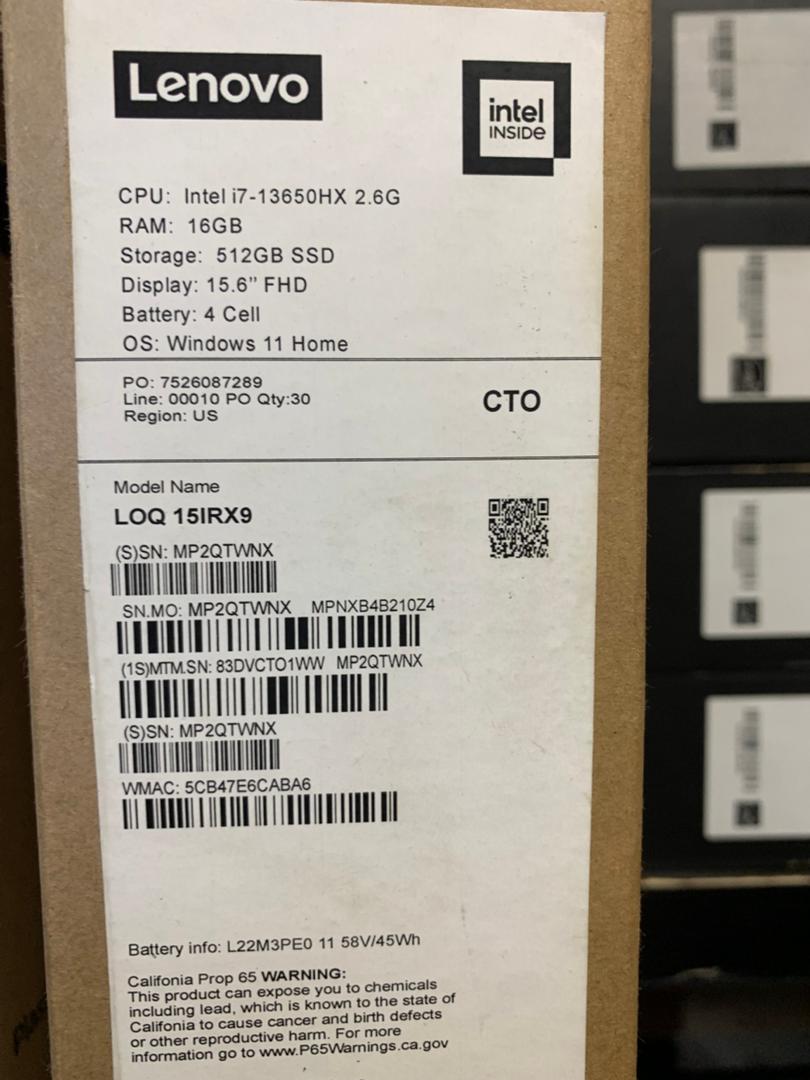 LENOVO LOQ 15IRX9.