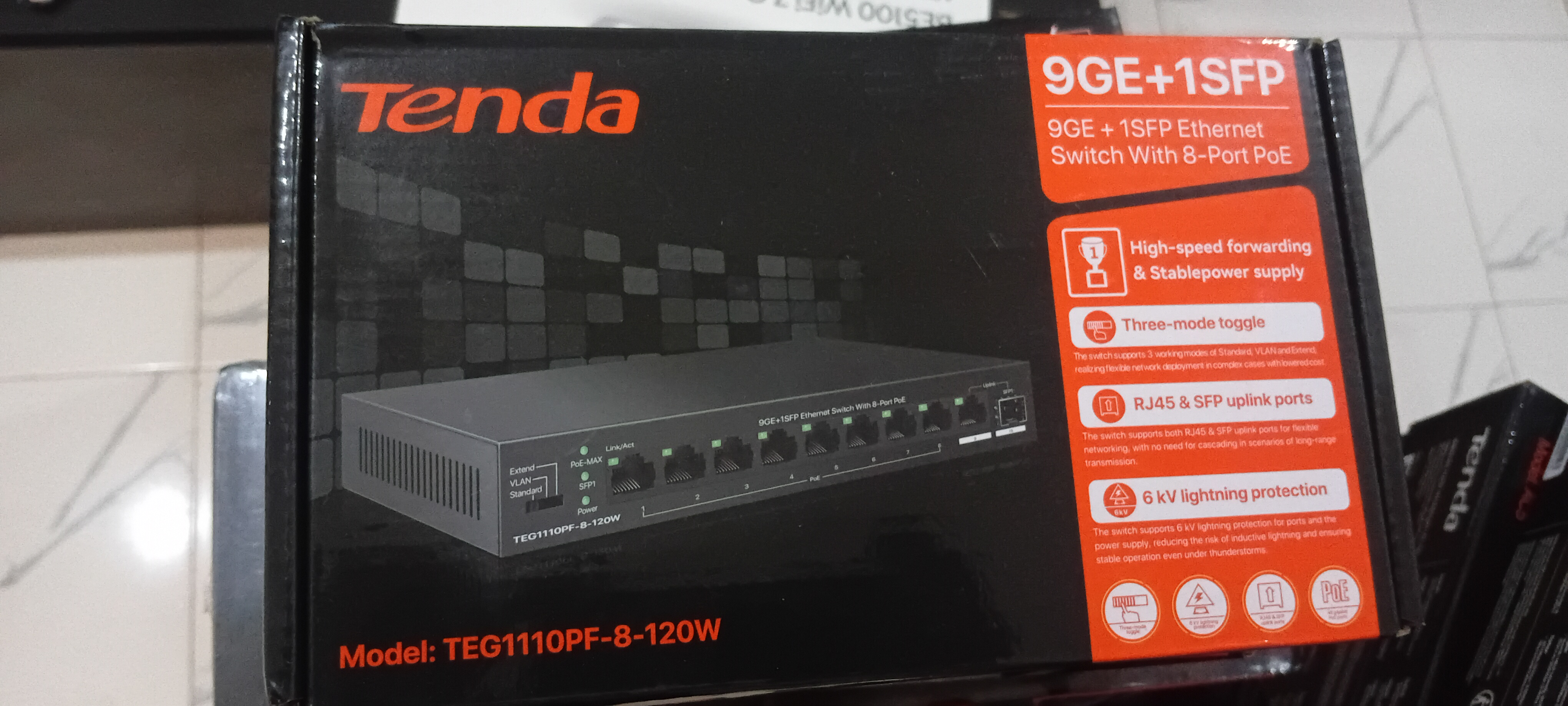 Tenda 9GE+1SFP 9GE+1SFP ETHERNET SWITCH WITH 8 PORT POE